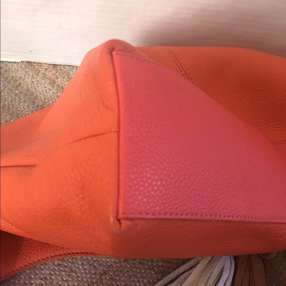 The Sak Huntley Hobo Orange Pebbled Leather Shoulder Bag